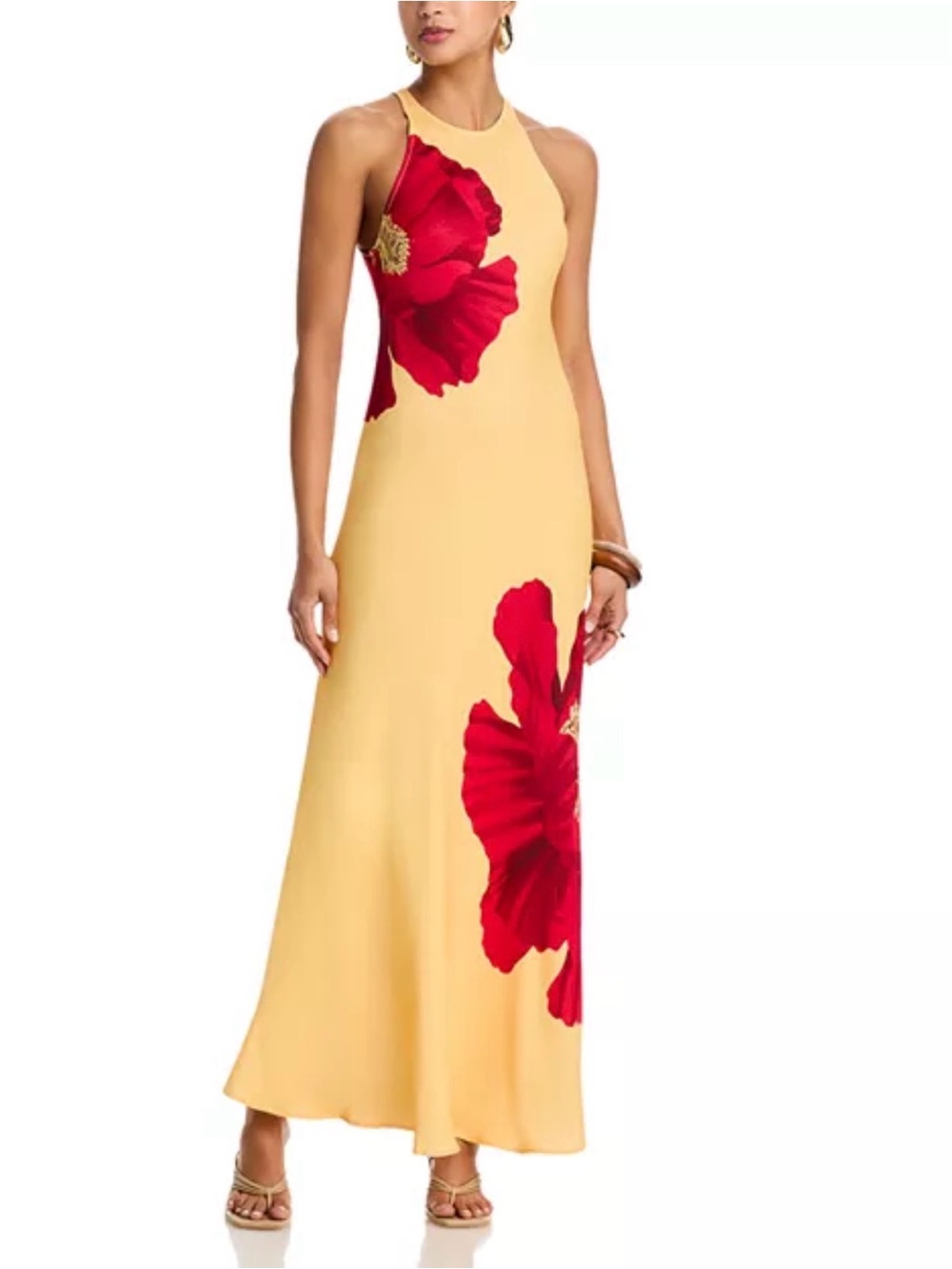 FARM Rio Light Yellow Poppy Flowers Sleeveless Maxi Dress XS